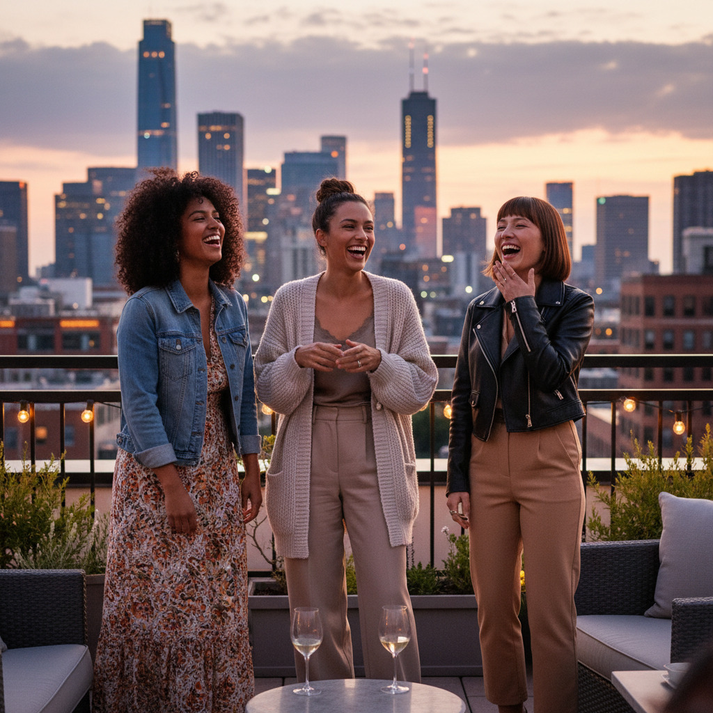 Original group photo used as composition reference for AI bridesmaids garden portrait