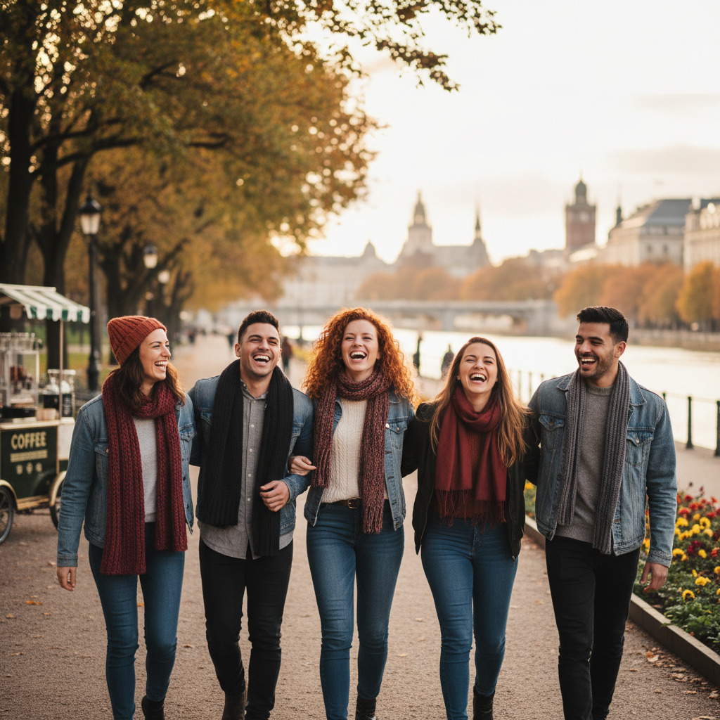 Original group photo used as composition reference for AI confetti bridal party portrait
