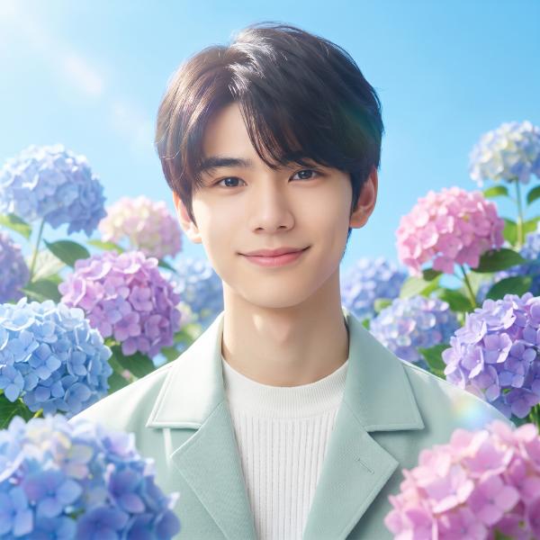 晴れの日 AI 紫陽花ポートレート
