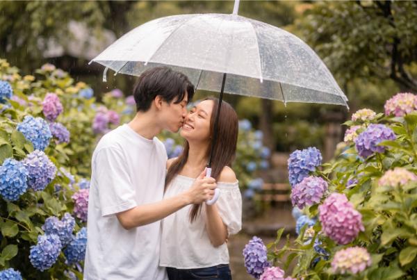 カップル AI 紫陽花ポートレート