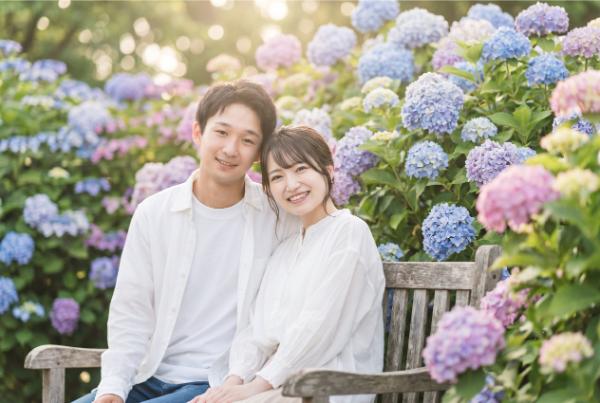 ロマンチックな AI 紫陽花ポートレート