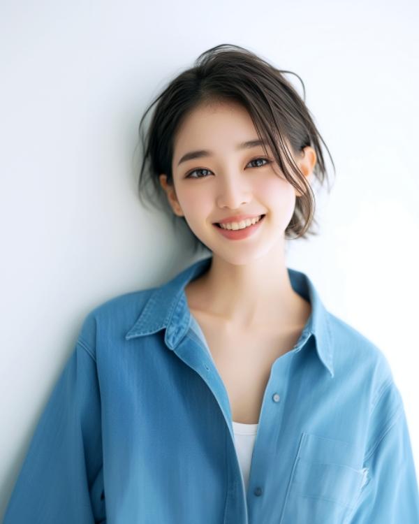 横顔紫陽花ポートレート 元の写真