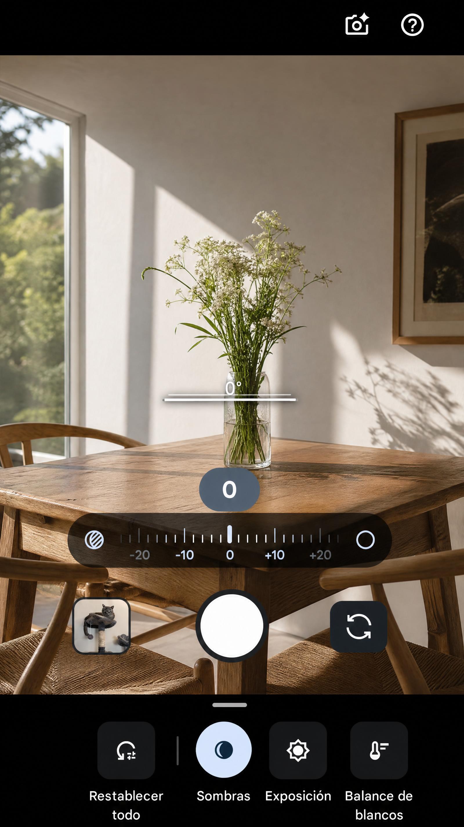 Controles manuales de captura en una app de fotografía profesional
