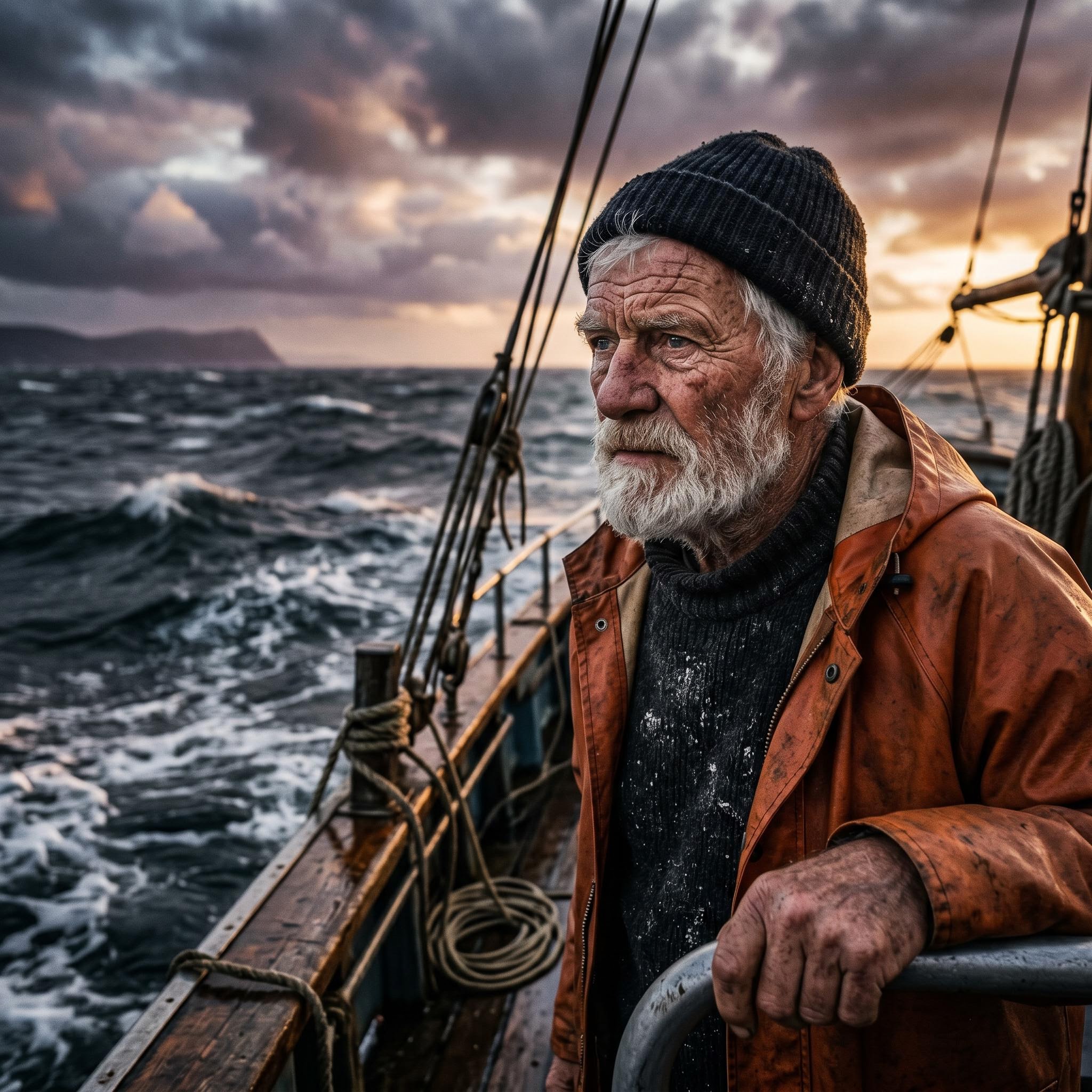 Retrato hiperrealista de anciano pescador con texturas de piel detalladas generado con Nano Banana 2
