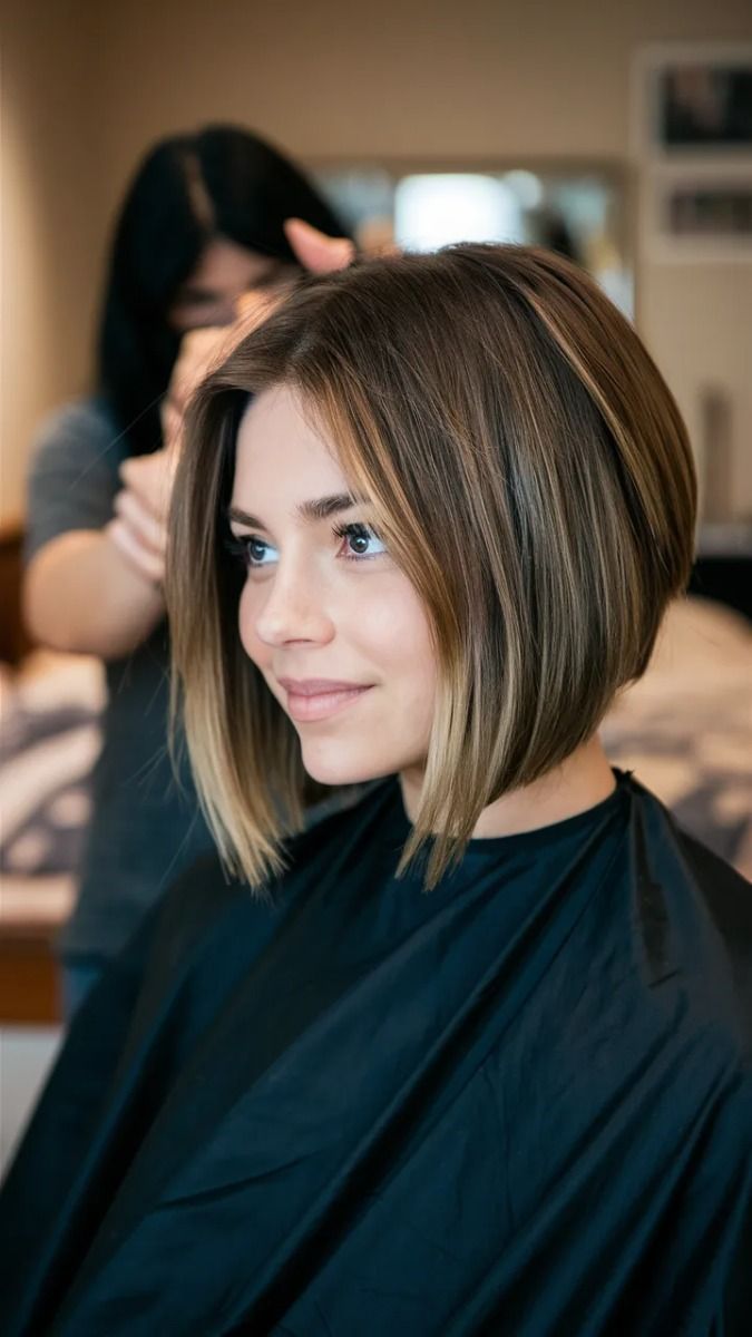 Angled bob for straight hair