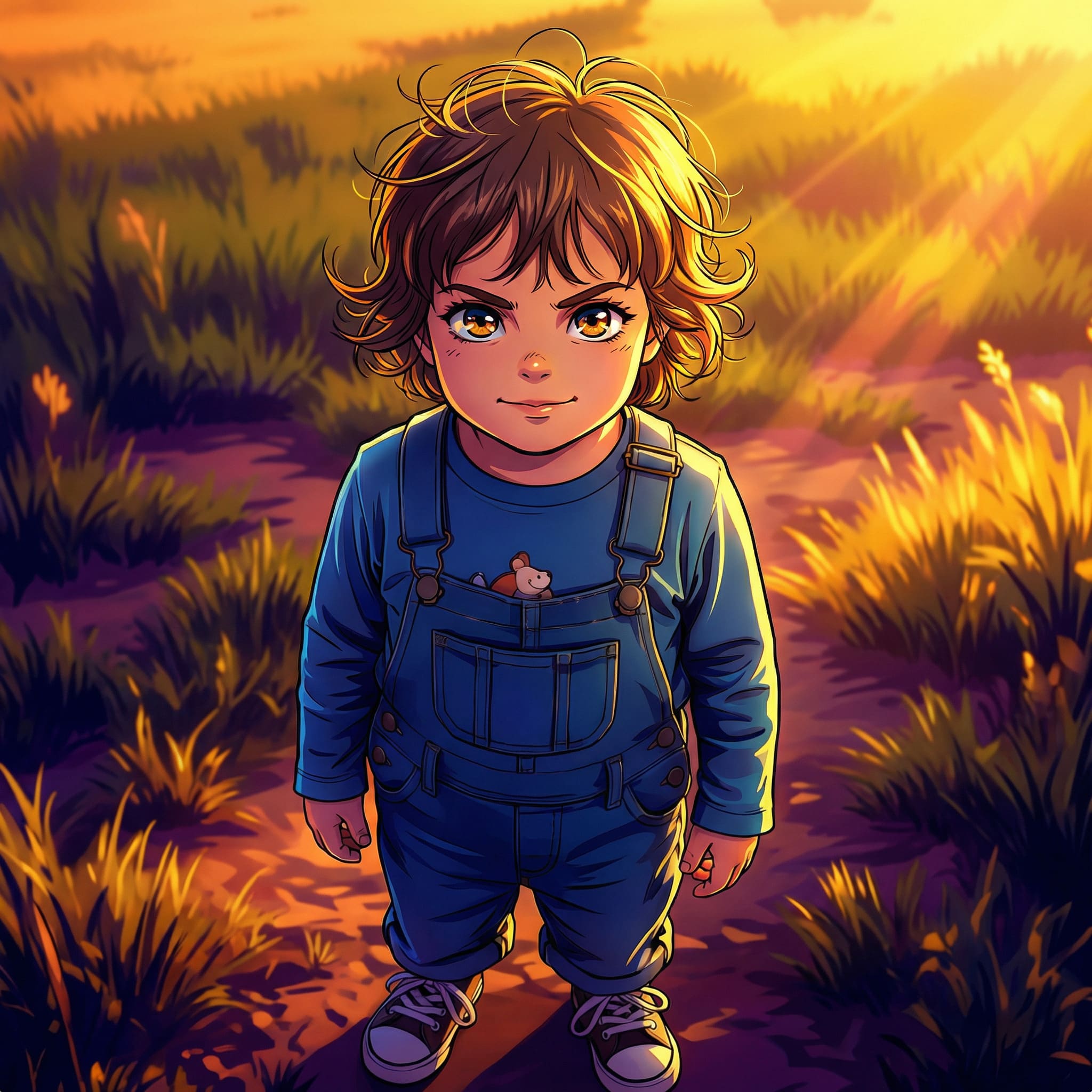 Portrait turned into bold anime character illustration with dynamic lighting