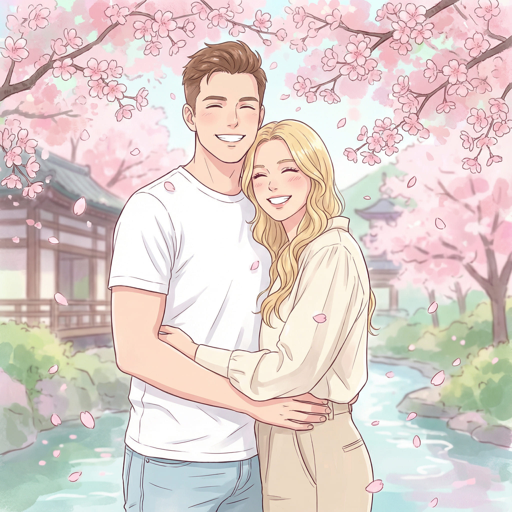 Generated AI Cartoon Couple After