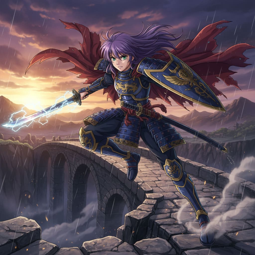 Portrait de guerrier anime