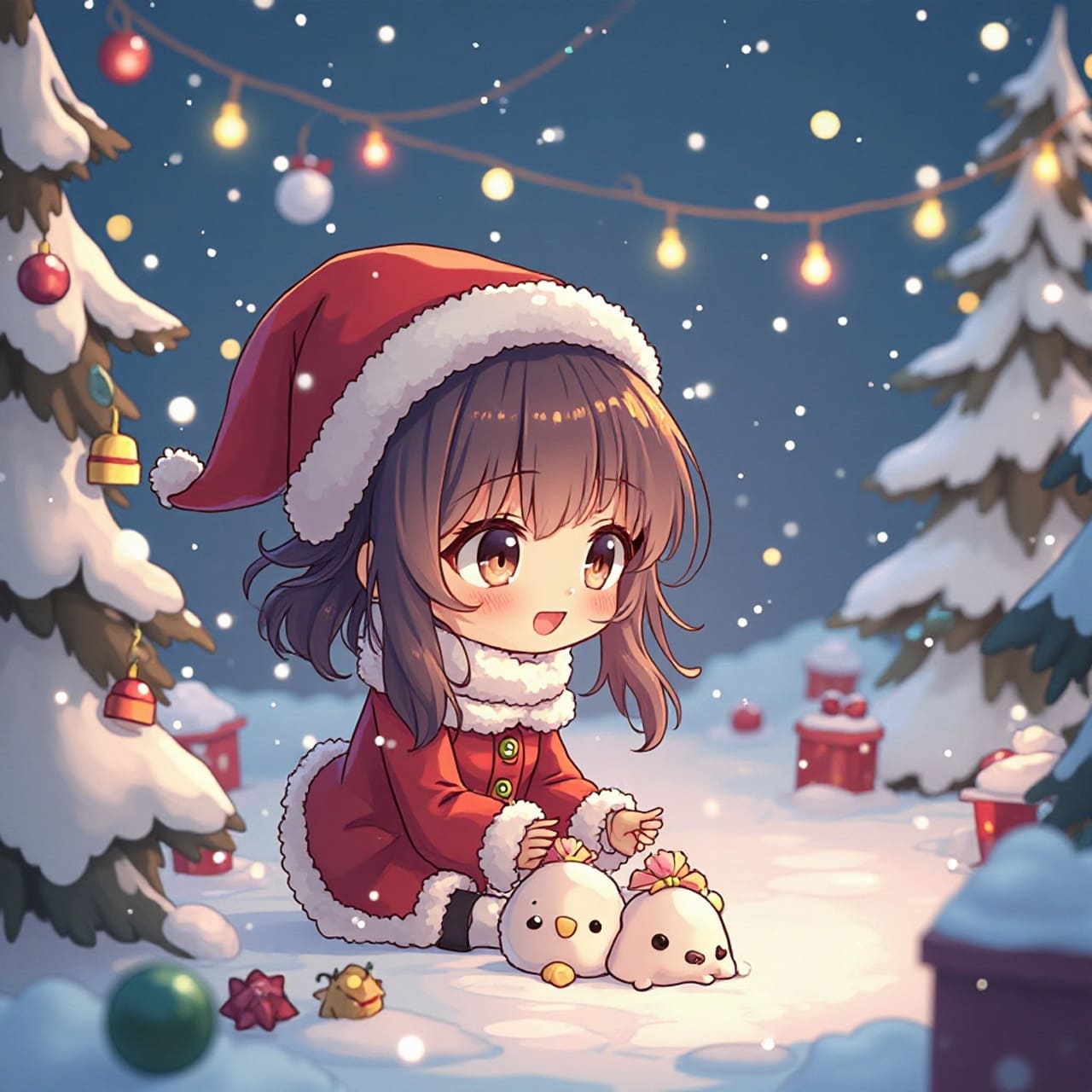 KI-Weihnachtsbild im Anime-Stil