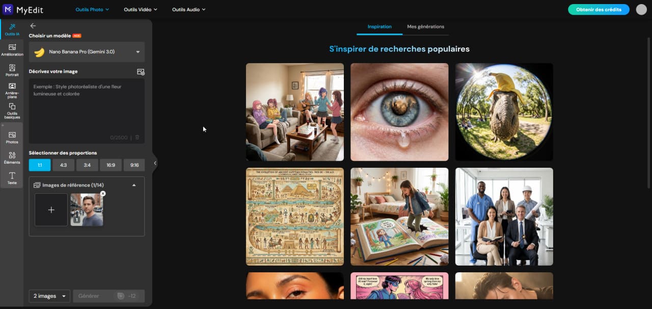 Importer photo de référence pour blague IA