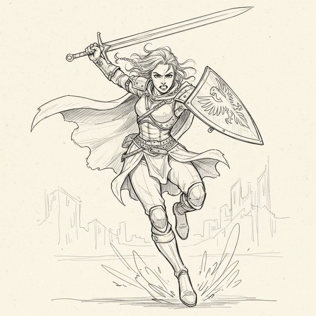 Hand-drawn character sketch for portfolio