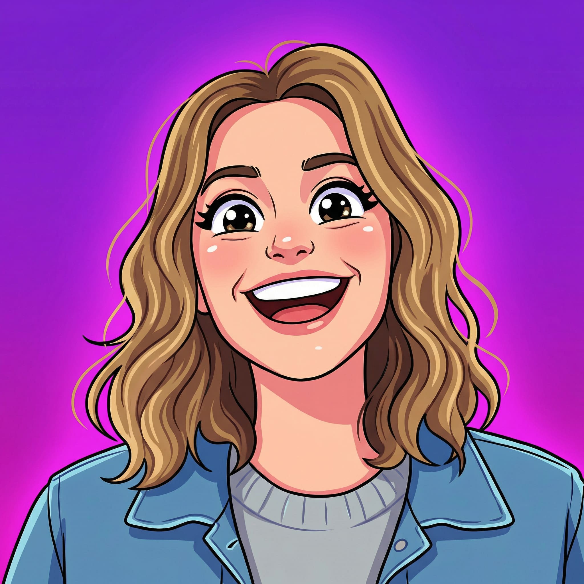 Avatar cartoon généré, fond violet