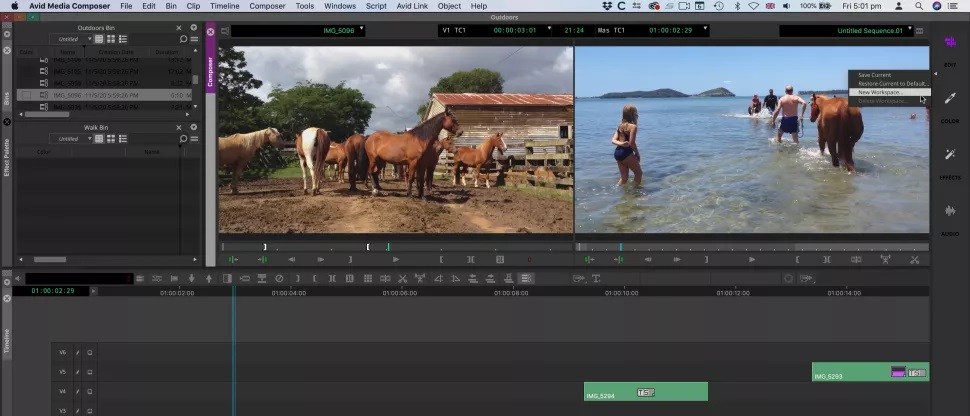 Avid Media Composer First Interface