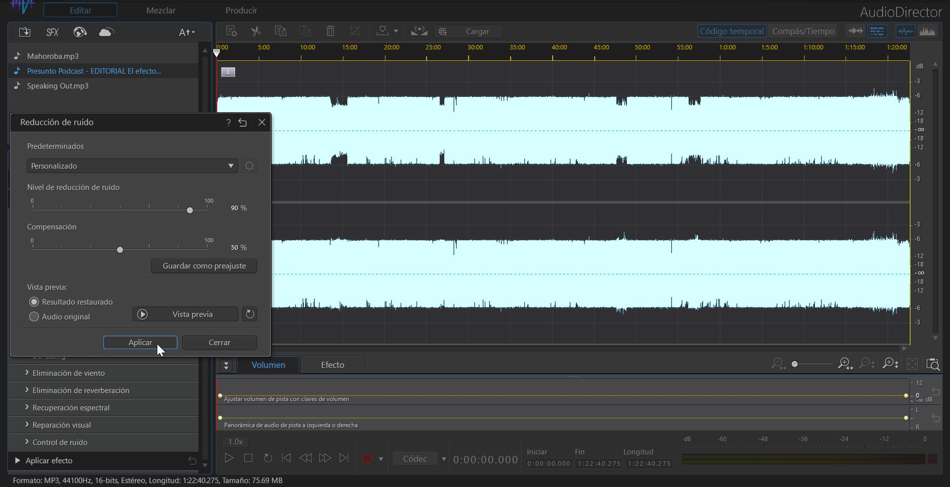 Cómo hacer un podcast con AudioDirector