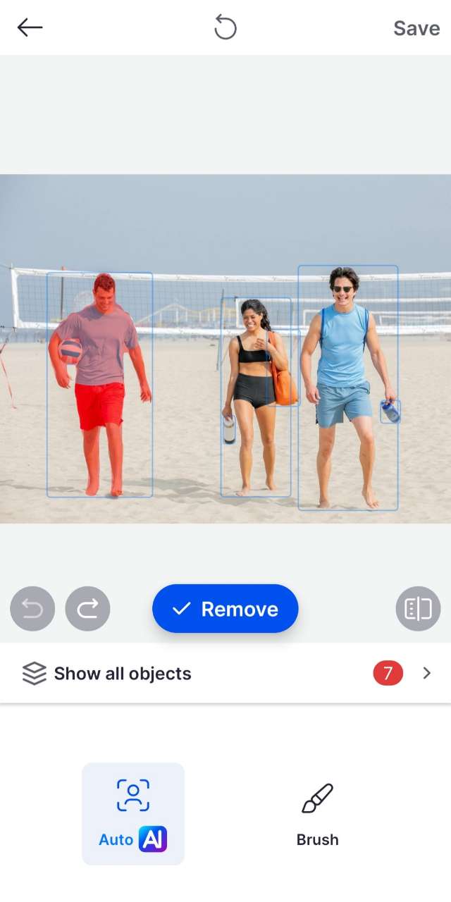 SnapEdit Interface - Application pour effacer des objets et personnes sur une photo