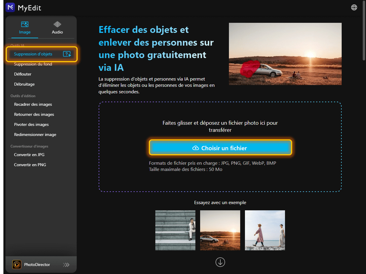 Supprimer une personne ou un objet d'une photo en ligne - Etape 1