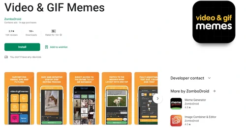 Video & GIF Memes app Interface