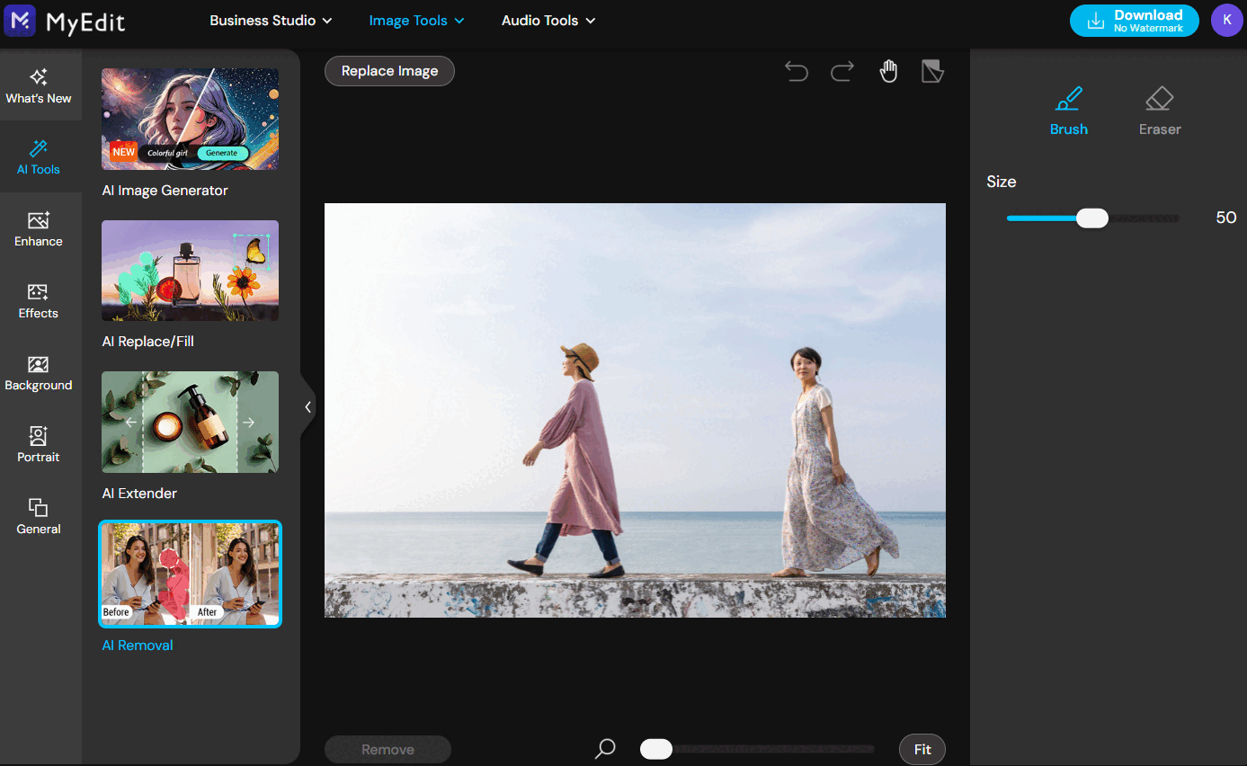 Remove a Person From a Photo Online with MyEdit