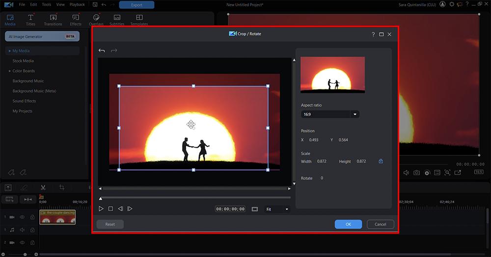 PowerDirector - crop tools