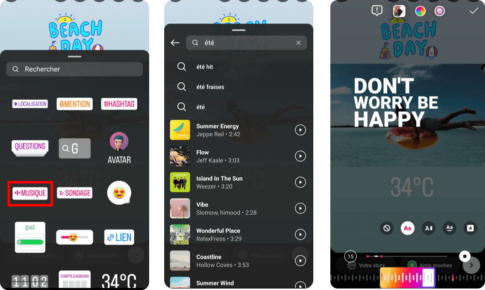 ajouter musique sur story instagram