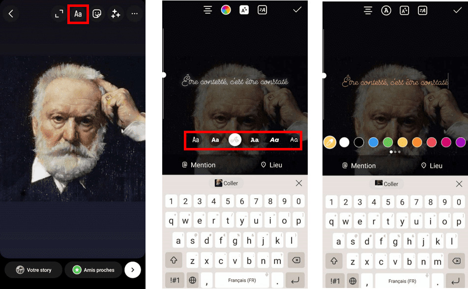 personnaliser texte sur l'appli instagram