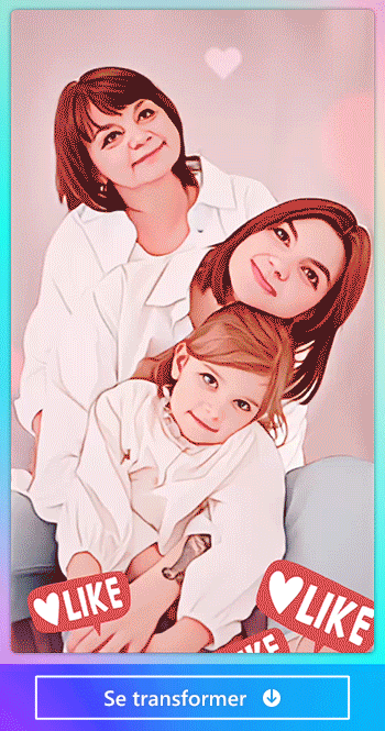 transformation en cartoon avec l'app powerdirector pour Instagram