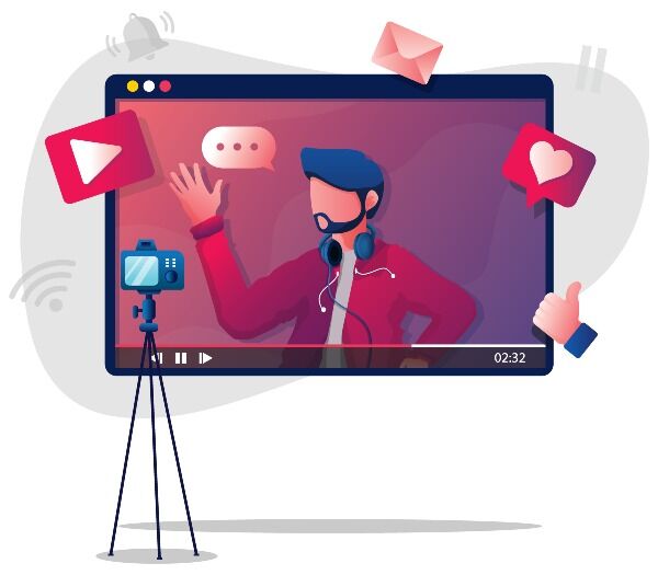 illustration of an iPad an a Vlogger on screen