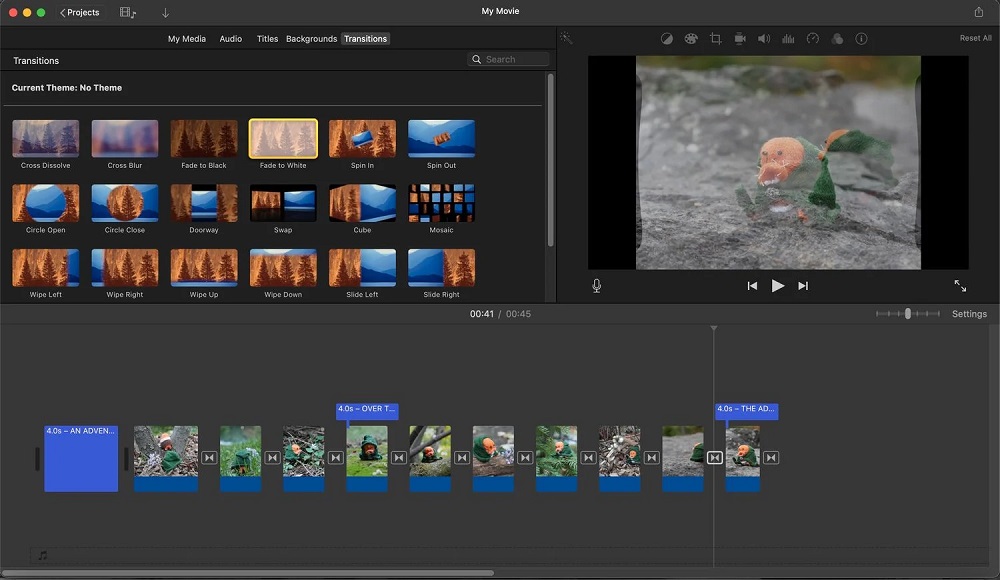 Interfaz de iMovie