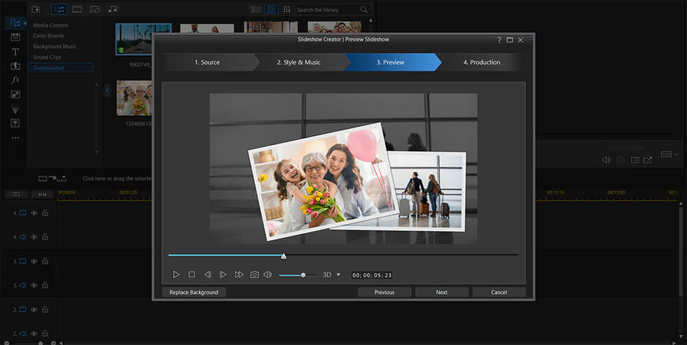 Interfaz de PowerDirector Essential