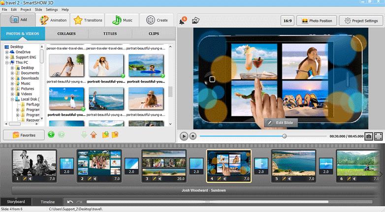 Interfaz de SmartSHOW 3D