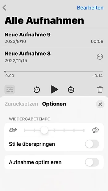 Die iOS App Sprachmemos
