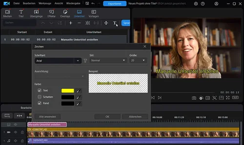 Untertitelformat anpassen