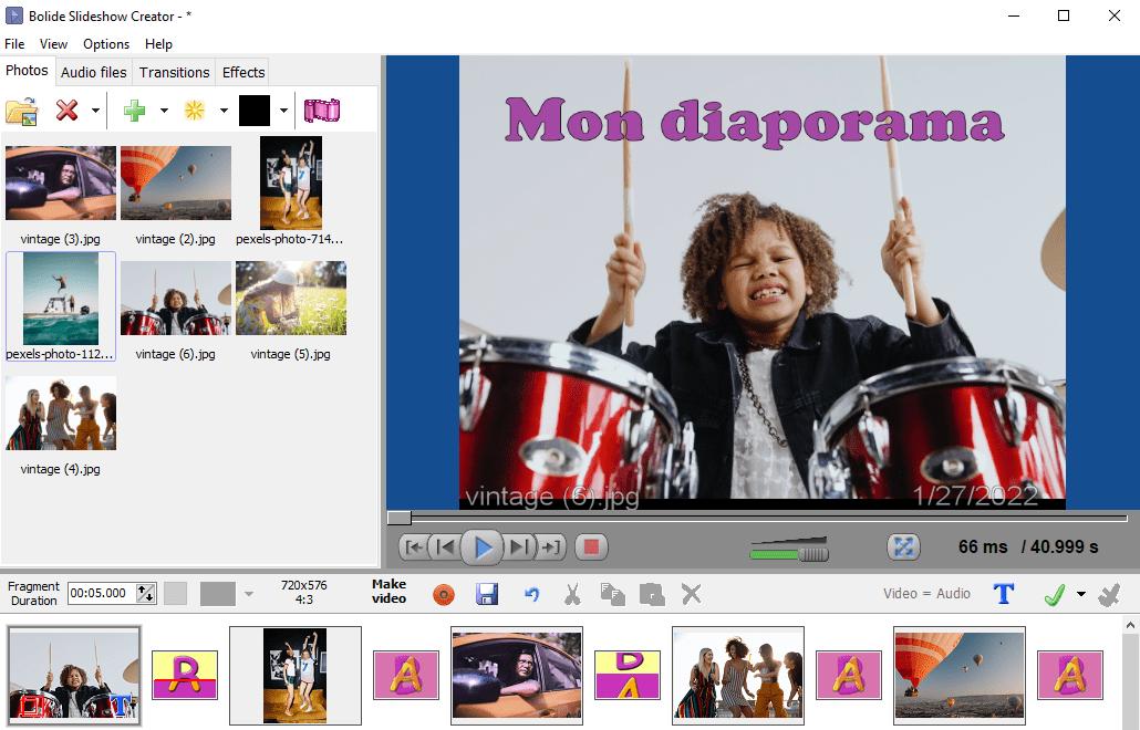 Bolide Slideshow Creator interface