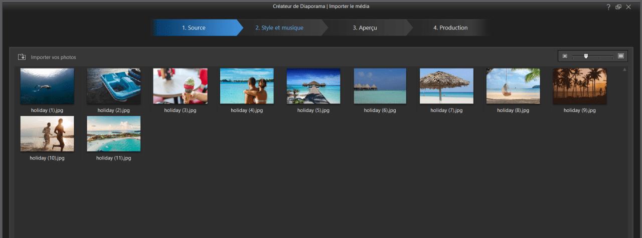 importer medias dans diaporama de powerdirector