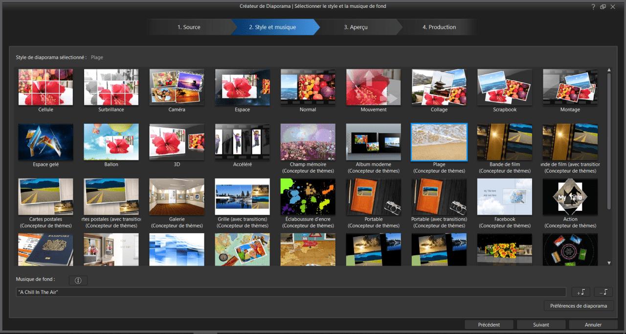 modèles de diaporam dans powerdirector