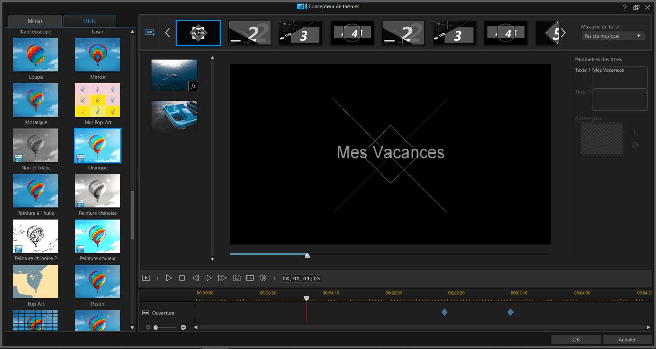 exemple de diaporama dans powerdirector