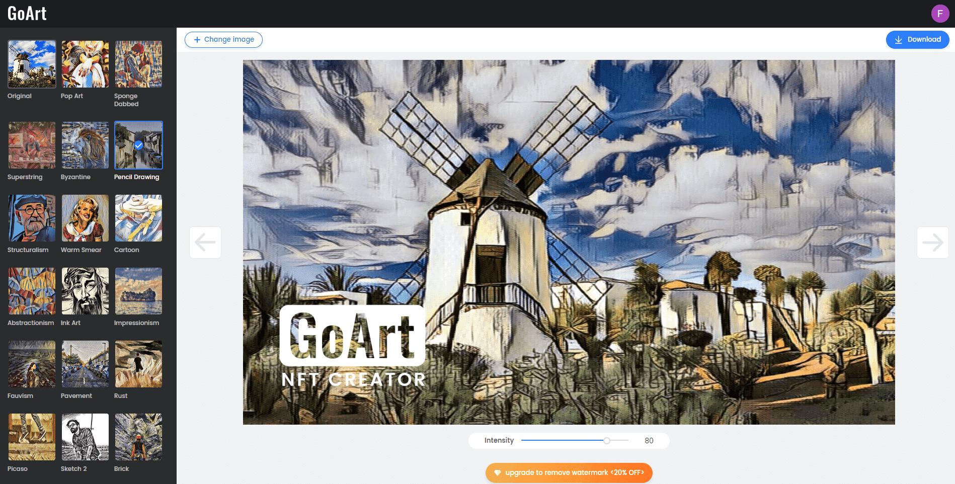 Fotor GoArt - Logiciel pour transformer une photo en dessin