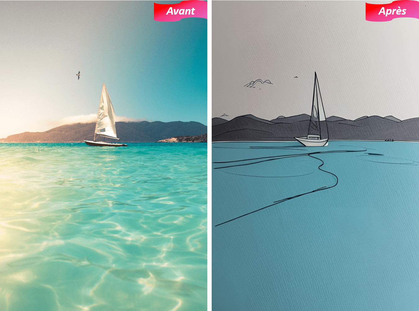 Photo de famille transformée en dessin avec PhotoDirector