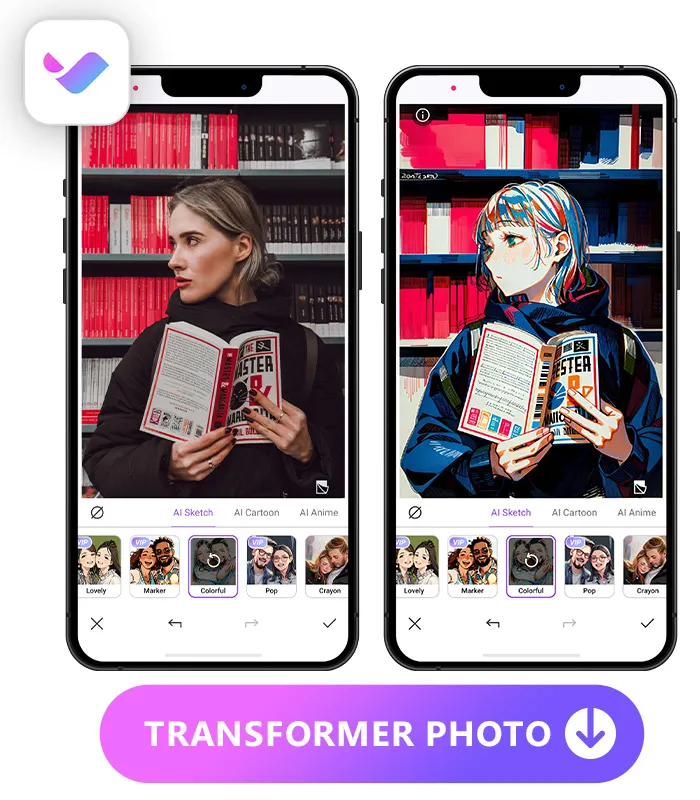 Vivid Glam Interface - Application pour transformer une photo en dessin