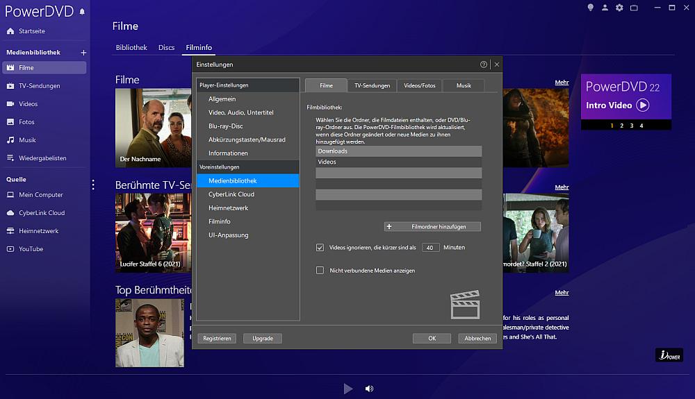 PowerDVD Video-Player - Neue Medien hinzufügen