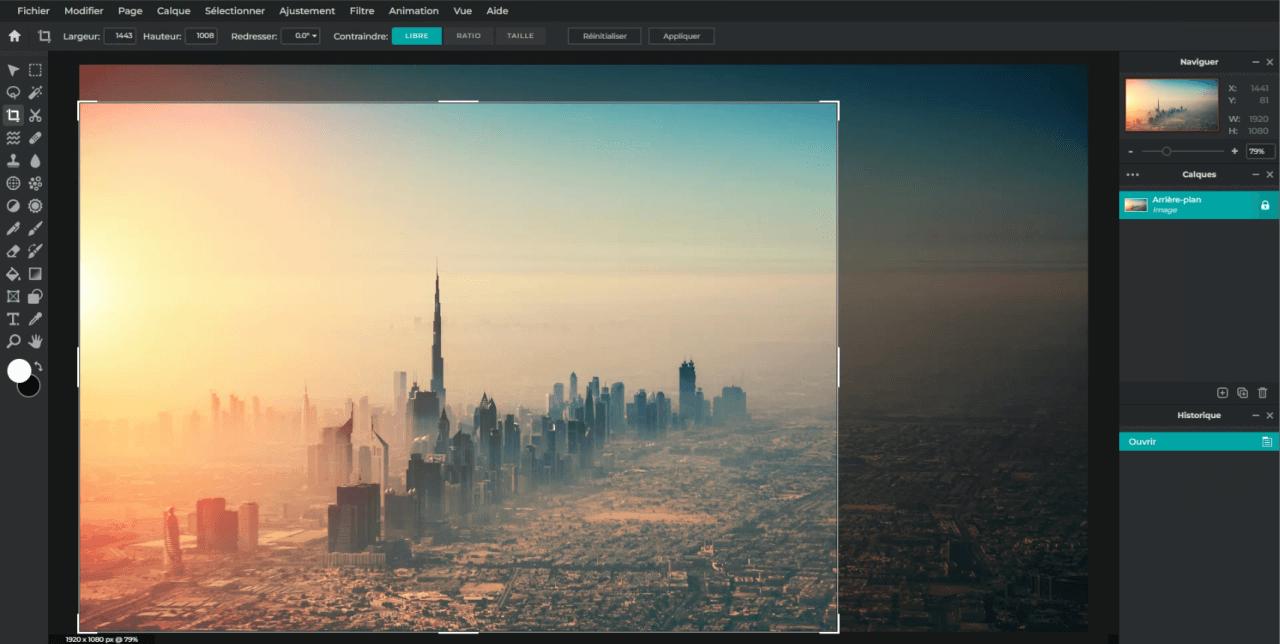 Pixlr - Logiciel pour recadrer une photo