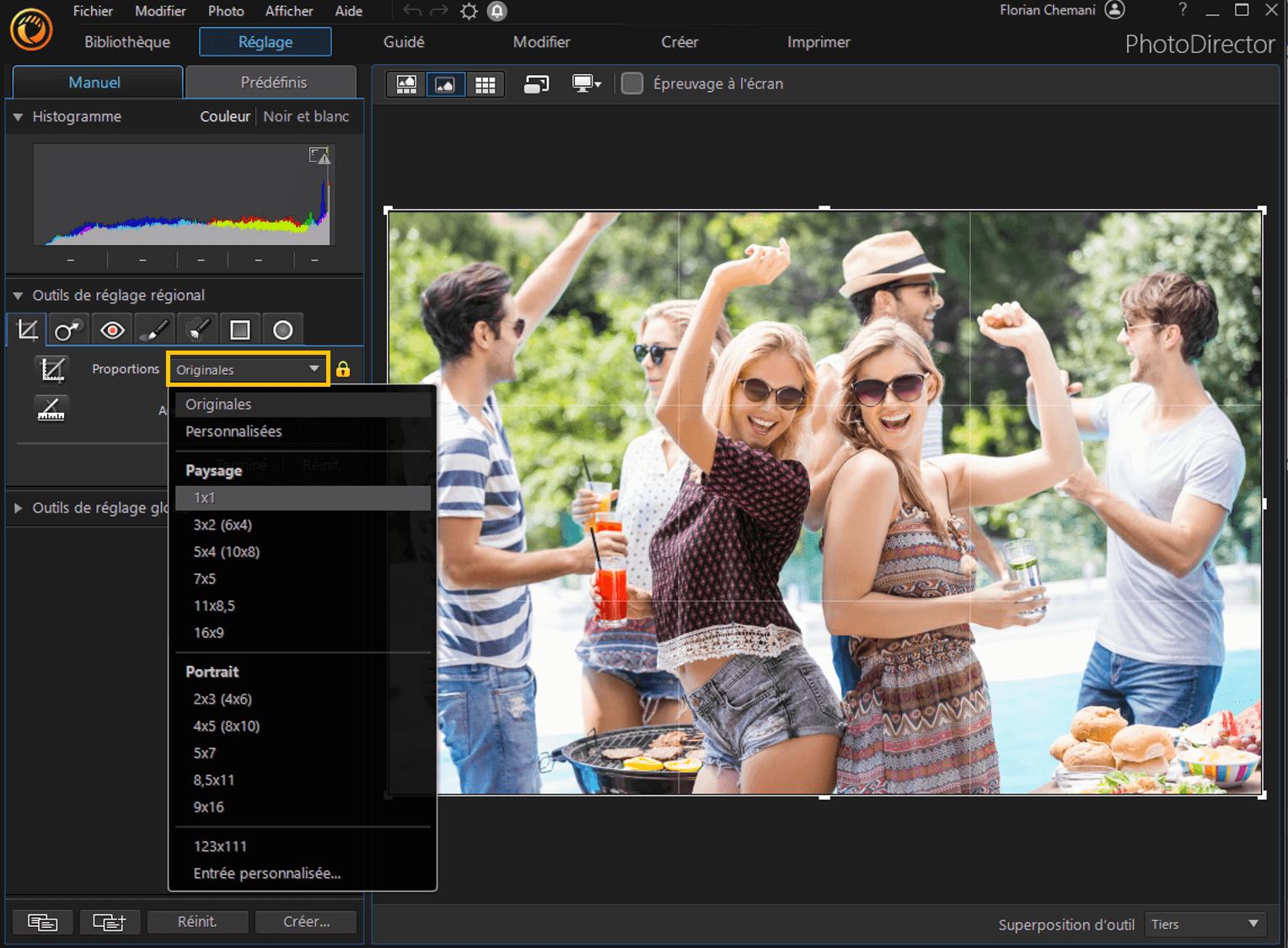 PhotoDirector - Recadrage
