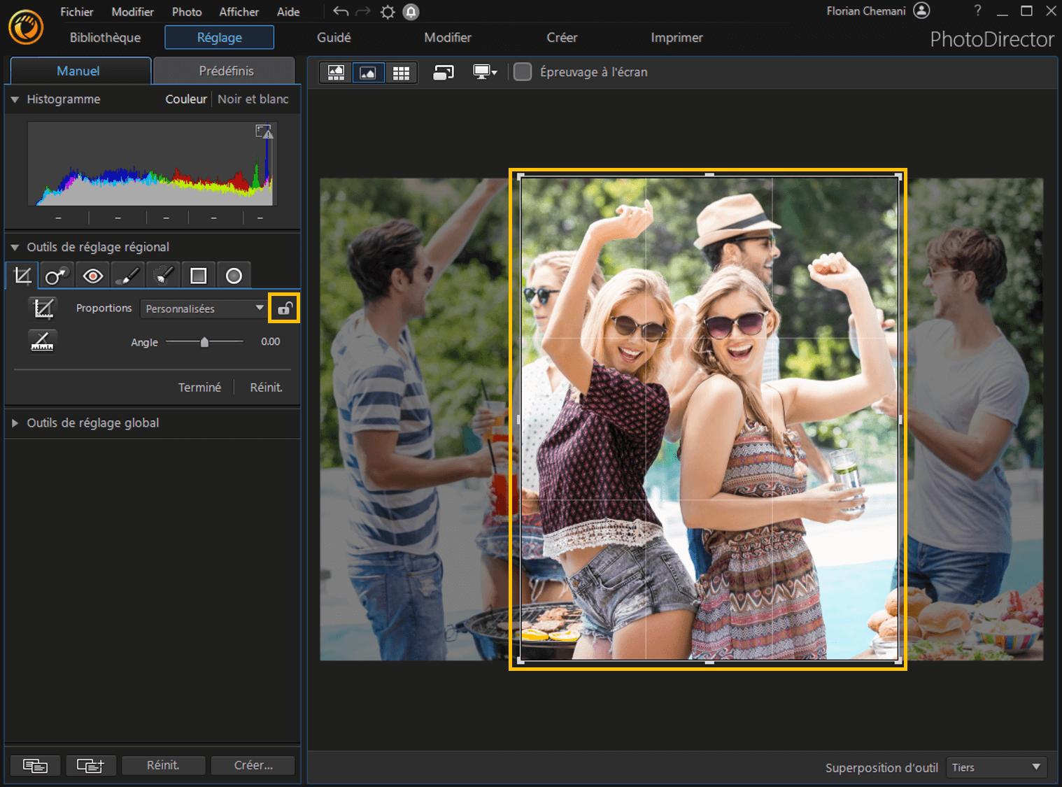 PhotoDirector - Recadrage