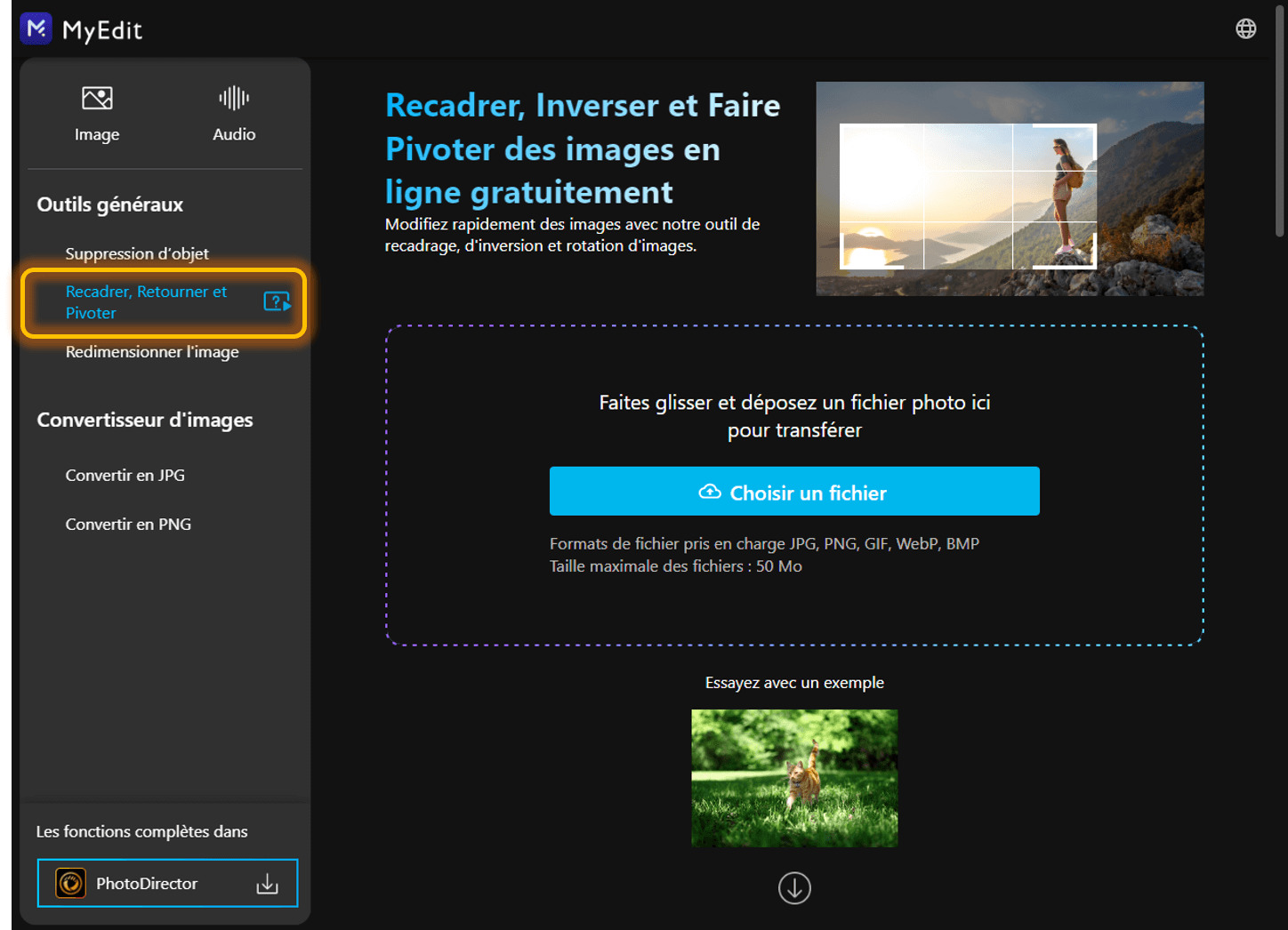 Recadrer une photo en ligne - Etape 1