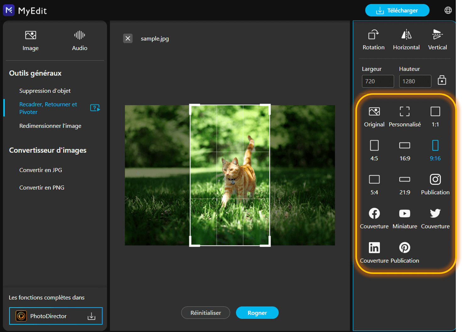Recadrer une photo en ligne - Etape 2