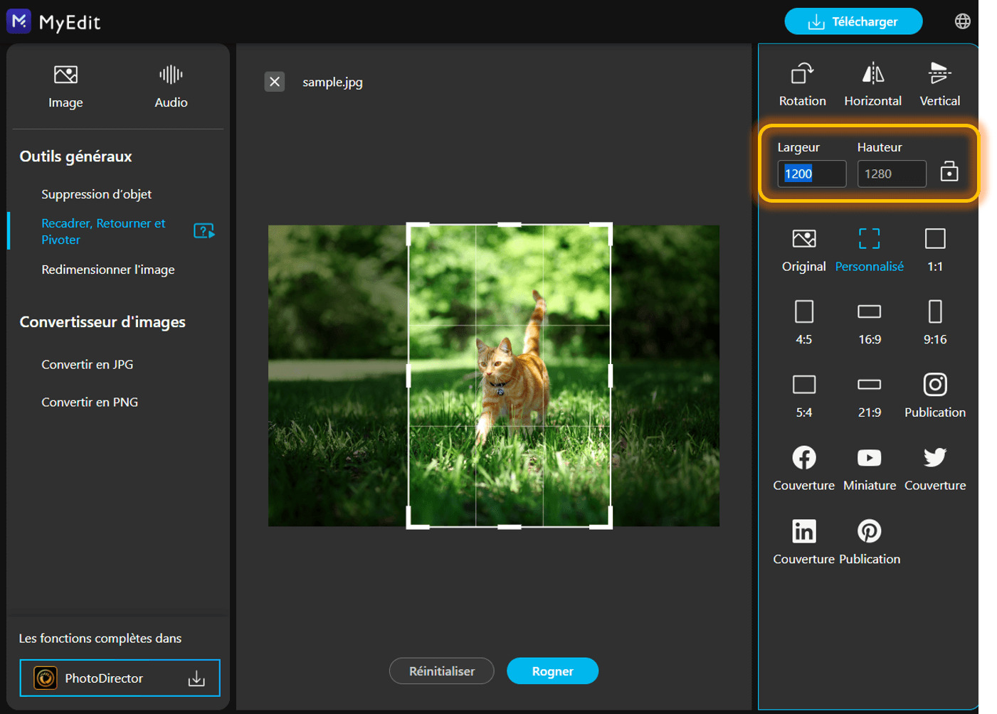 Recadrer une photo en ligne - Etape 3