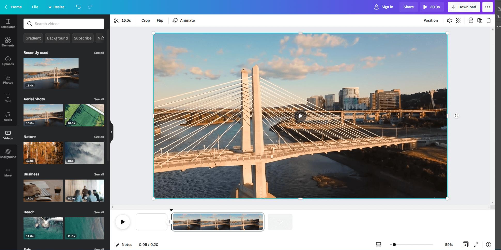 canva - Solution de montage vidéo en ligne