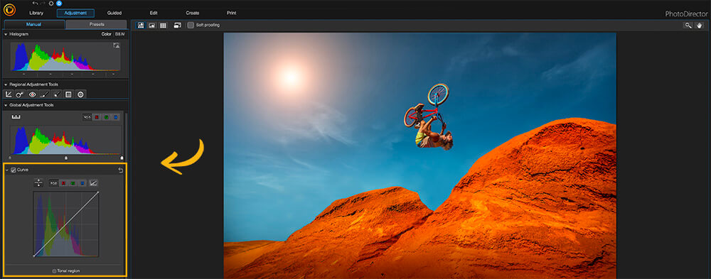 PhotoDirector - how to RGB Curve