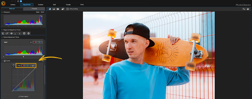 PhotoDirector - how to RGB Buttons
