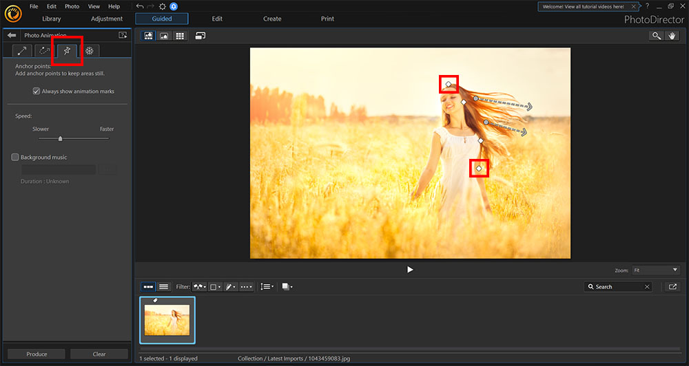 PhotoDirector - Agregar Puntos a la Animación